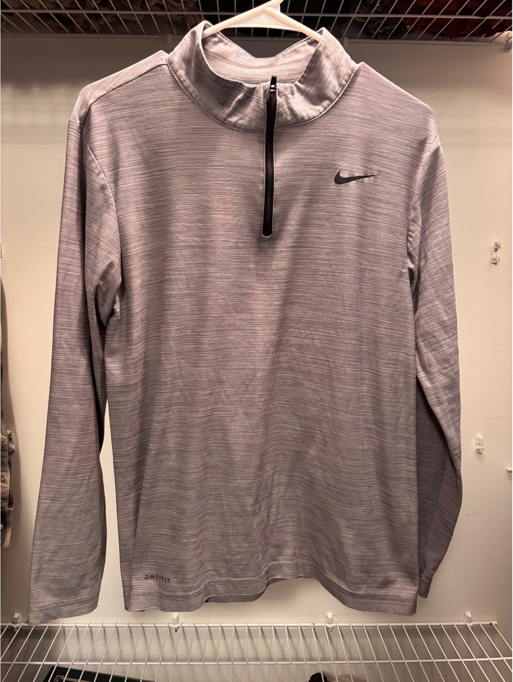 Nike Dri-Fit Long Sleeve Half Zip Shirt Small Gray